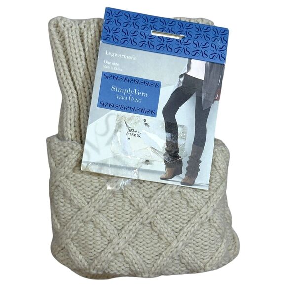 GAP Simply Vera Wang Leg Warmer Women's White Gray Knit Comfort One Size NWT - Picture 1 of 7